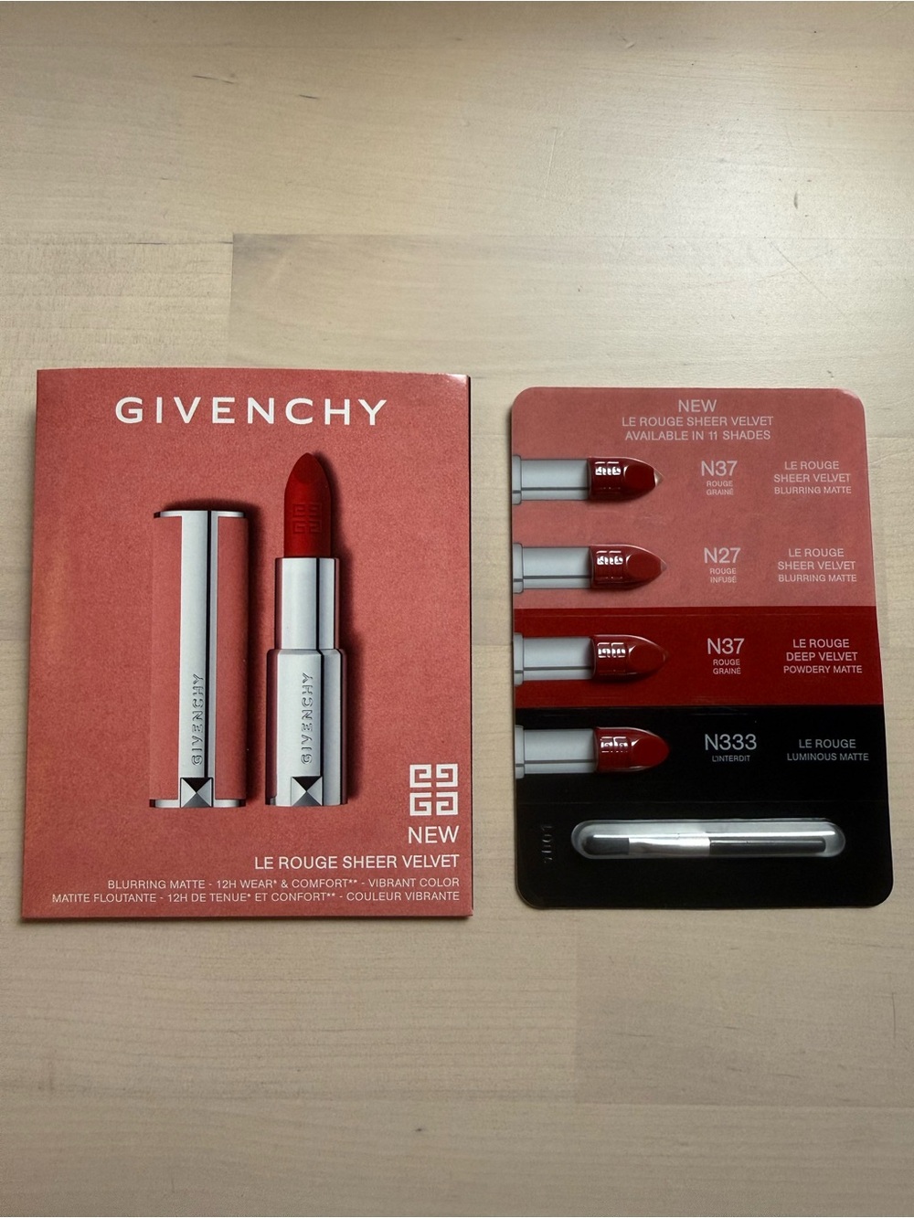 Givenchy Red Lipstick samples Le Rouge Sheer Velvet